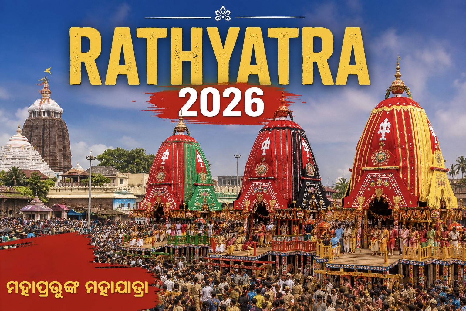 Rathyatra 2026:- ବିଧି ରକ୍ଷା ପାଇଁ ଗଡ଼ିଲା ନନ୍ଦିଘୋଷ; ବିନା ଟାହିଆରେ ରଥାରୂଢ଼ ହେଲେ ମହାପ୍ରଭୁ, ଠେଲାପେଲାରେ ୨ ଭକ୍ତଙ୍କ ମୃତ୍ୟୁ